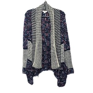Chic Eyelash Navy and White Knit Cardigan